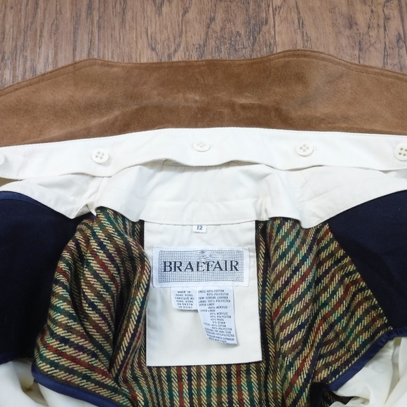 Braefair Brown Leather Trim&Detachable Lining&Collar Ivory Duffle Coat - Picture 4 of 11